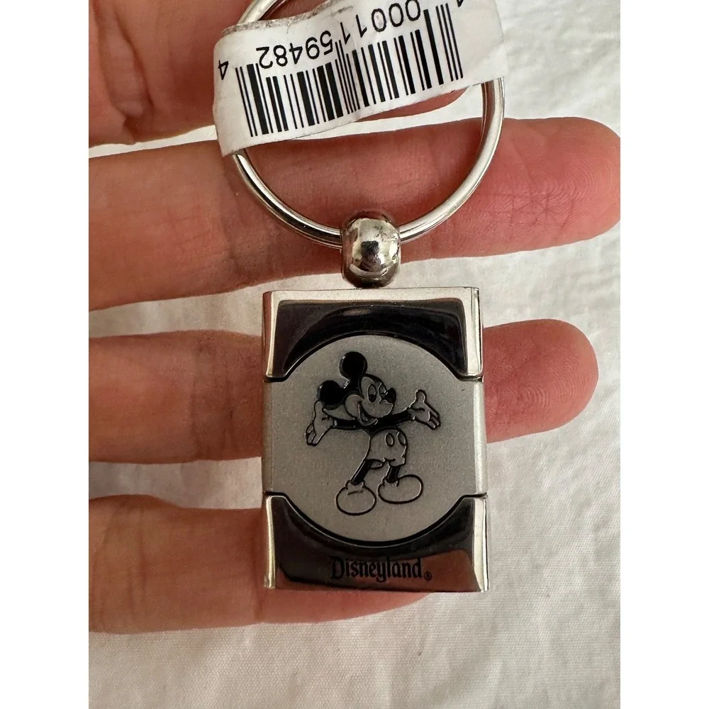 Disney Mickey Mouse keychain Silver Black Tags Metal